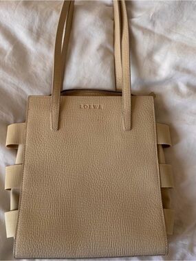 Loewe Cream Textured Leather Shoulder Bag